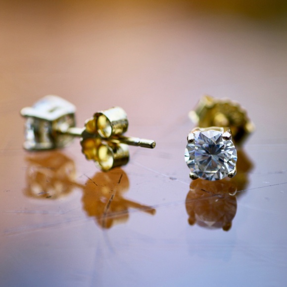 Certified 1 Carat Total Weight Moissanite Stud Earrings 14K Gold Vermeil - Picture 9 of 11